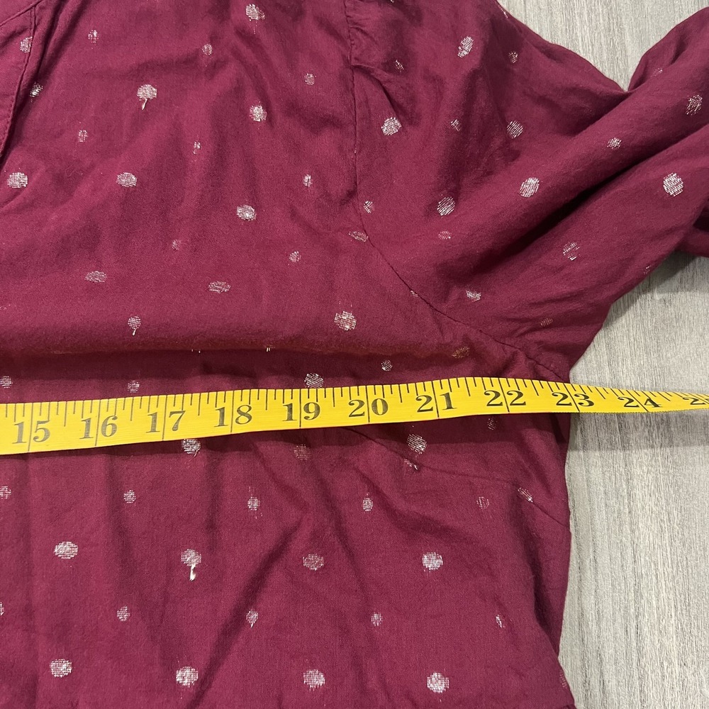 Crown & Ivy Dress Womens 1X Gold Embroidered Maroon Long Sleeve Boho Modal Blend - Picture 8 of 12